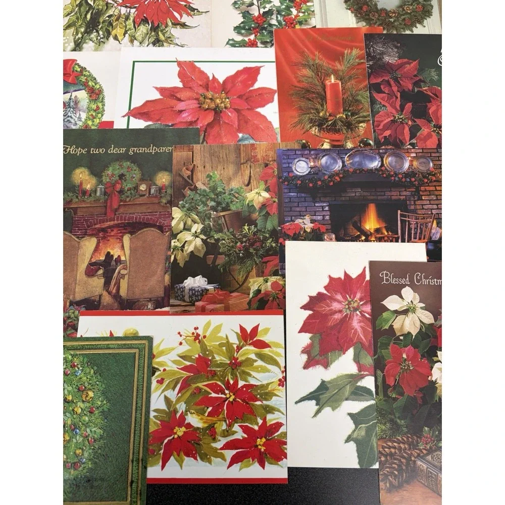 Vintage Christmas Cards Fronts ONLY Greenery Trees Wreaths Scrapbook Crafts 50+